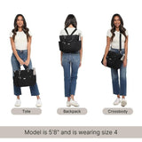 3-in-1 Convertible Backpack Tote Handbag - 15x12" Lightweight Travel Bag w/ RFID Phone Wristlet