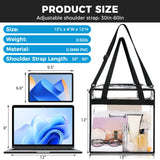 BAGAIL Clear Bags Stadium Approved Clear Tote Bag with Zipper Closure Crossbody Shoulder Bag with Adjustable Strap(12 Inch X 12 Inch X 6 Inch,Black)