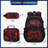 DIGOBAY Boys Backpack for School, 3PCS Cool Luminous Gamer Backpack for Boys with Lunch Box Pencil Case, Kids Backpacks Bookbag for Teen Boy Elementary Middle High School with USB Charging Port