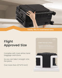 LOVEVOOK Carry On Luggage 22x14x9 Airline Approved with Detachable Pouch, 21 Inch Hardside Suitcases with Spinner Wheels, Lightweight Carry-on Luggage with TSA Lock for Women Men, 2PCS, Black