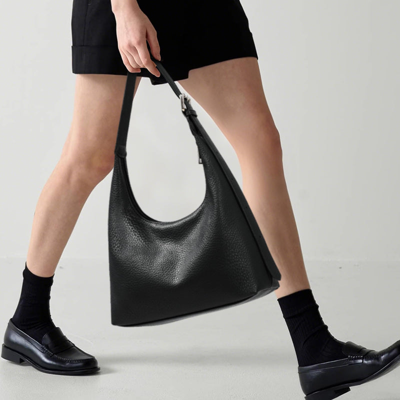 KALIDI Crescent Tote Bag, Women Underarm Handbag Vegan Leather Zipper Shoulder Purse Hobo for Evening Shopping Casual