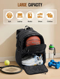 Celvetch Basketball Backpack with Shoe Compartment Large Basketball Bag with Ball Holder for Men Women Gym Backpack fit Volleyball Football for Sports Travel Gym - Black