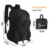 45L Hiking Backpack with Rain Cover, Lightweight Foldable Camping Backpack for Trekking, Water-Resistant Daypack with Hiking Pole & Mat Carrying System,Black