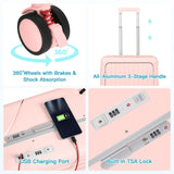 advwin 20" Carry-On Luggage with Seat for Kids & Adults, Lightweight Hardside Ride-On Suitcase with Front Opening, TSA Lock, 360° Spinner Wheels (Pink, 20-inch)