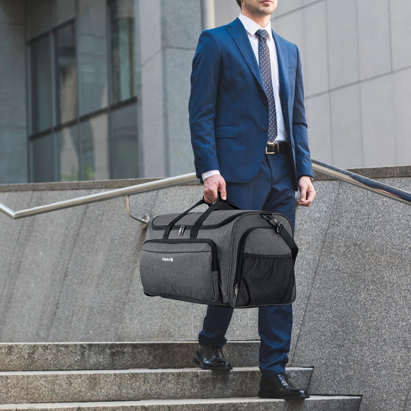 Hanke Carry on Garment Bags for Travel,Convertible Duffle Bag Luggage Bag Weekend Bag with Shoe Compartment,2 in 1 Hanging Suitcase Suit Bag for Men Women,Dark Grey