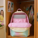 Emma & Chloe Pastel Waterproof Vinyl Backpack for Traveling and Commuting (Ombre Stripes)