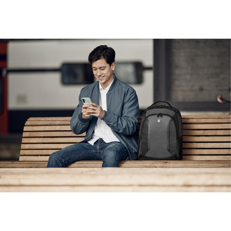 Victorinox Flyer 16" Laptop Backpack - Slim Backpack for Business & Travel - Laptop Compartment - Airflow Back Padding - Lightweight & Durable - Black/Grey