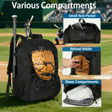 MATEIN Youth Baseball Bag, Softball Bag with Cleats Pocket for Girls, Boys, Adult, Large Baseball Backpack for Men with Fence Hook- Hold 2 Bats, Batting Mitten, Helmet, Caps, Teeball Gear