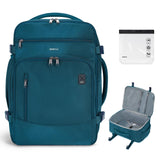 ECOHUB Travel Backpack for Women, 18x14x8 Spirit Airlines Personal Item Bag with Clear Toiletry Bag, Laptop Carry on Backpack with USB Port, Airline Approved Under Seat 14 Pockets, Blue Green