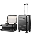 LUGGEX Carry On Luggage Top Opening, FLT Expandable Polycarbonate Hard Shell Suitcase with Wheels (FX-Lite, Charcoal Metallic, 20 Inch, 36L-41L)