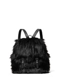 Michael Kors Quinn Medium Flap Backpack, Dark Gunmetal-Tone Hardware/Shearling/Black