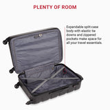 SwissGear 7366 Signature Hardside Expandable Luggage with Spinner Wheels, TSA Lock, Black, Checked-Medium 23-Inch