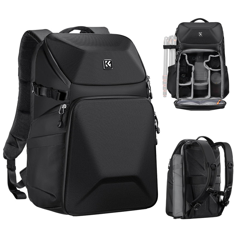 K&F CONCEPT Camera Backpack Hard Shell 20L Photography Camera Bag Hardshell Case with Tripod Holder&Laptop Compartment