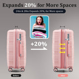 TRAVELEO 4 Piece Expandable Hardshell Pink Luggage Sets with Spinner Wheels, Lightweight Travel Suitcase Set with TSA Locks, 20 inch Carry On for Women (Pink, 4 Piece Set)