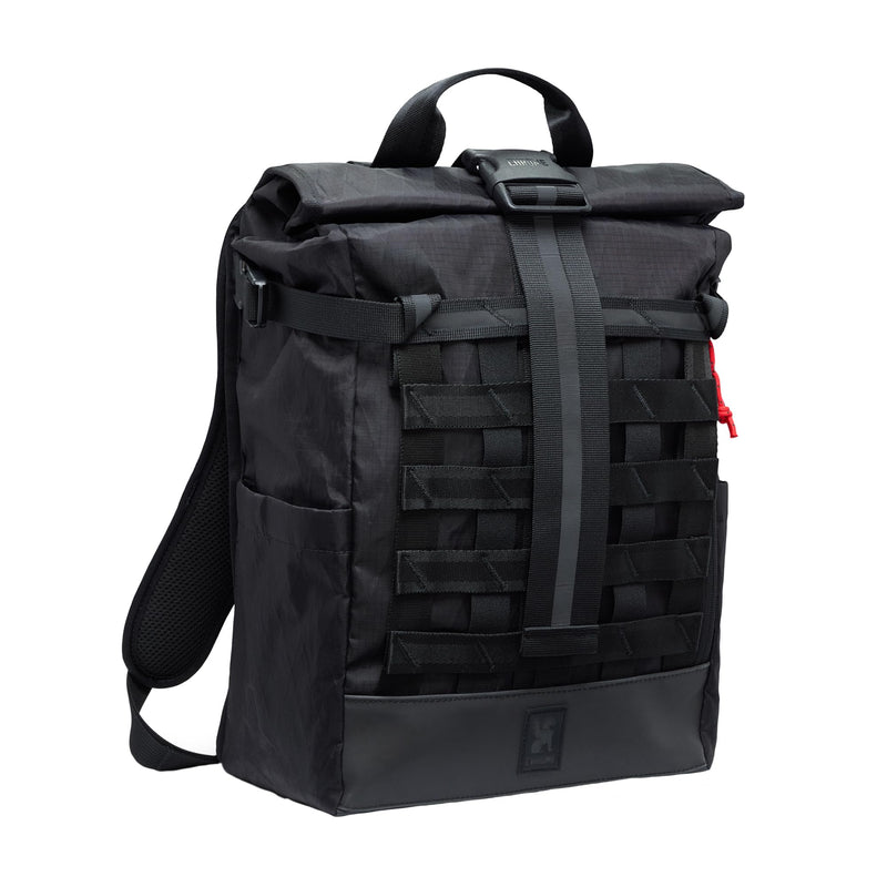 Chrome Industries Barrage 18L Black XRF Reflective Roll-Top Backpack – Water Resistant Bag for Work, School, Travel – Features Cargo Net & Laptop Pocket