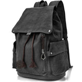 FH Canvas Backpack Vintage Backpack Black Daypack for Men Women Laptop Travel Rucksack