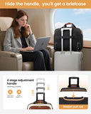 LOVEVOOK Rolling Laptop Bag Women, 17.3 Inch Laptop Briefcase with Wheels, Soft Sided Underseat Carry On Luggage Personal Item Suitcase for Work Travel Business, Black Brown Beige