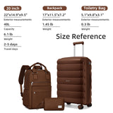 TRIPLAYER Carry On Luggage 22x14x9 Airline Approved, 22 Inch PP Hardshell Luggage Carry-on Suitcase with Spinner Wheels, Carry On Suitcase Set for Women(Mocha