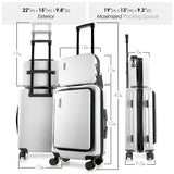 TRAVELARIM 20 Inch Carry On Luggage 22x14x9 Airline Approved, Carry On Suitcase with Wheels, Hard-shell Carry-on Luggage, Durable Luggage Carry On, White Small Suitcase with Cosmetic Carry On Bag