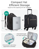 BAGSMART Travel Backpack Carry on Flight Approved, 28L Lightweight Backpack Fits 17.3 Inch Laptop for Men Women, Water Resistant Personal Item Travel Bag with USB Charging Port, Pink