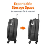 Amazon Basics 20" Carry-On Luggage, Softside Suitcase With TSA Lock, 8 Spinner Wheels, Telescoping Handle, Front Exterior Pocket, 3 Interior Pockets, Black