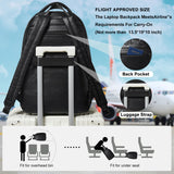 LATMAP 43L Backpack for Women Men - Vegan Leather Backpack Purse Travel Carry-on Bag College Bookbag Work fits 17" Laptop, Black