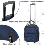 KROSER Carry On Underseat Multi-functional, 16-inch Underseater Lightweight Overnight Suitcase for Women, Navy