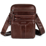 Ariscobull Leather Messenger Bag for Men, Small Leather Sling Shoulder Bag Messenger Pack for Men, Man Purse (Brown)