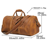 Luokir Mens Leather Weekend Bag Classic Leather Travel Duffel Bags YKK Zipper with Shoes Compartment Sports Vintage Travel Luggage Overnight Duffle Bags (Vintage Brown, 22 Inch)