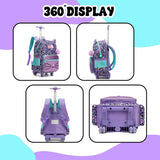 Meetbelify Backpack with Wheels for Girls Rolling Backpack Cute Carry on Backpack for Elementary Student