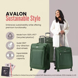 Ricardo Beverly Hills Avalon Softside Medium Check-In Luggage Made with Sustainable 100% Recycled PET (rPET), Lightweight, Eco-Friendly Travel, Expandable, Dual Spinner Wheels, Juniper Green, 28-inch