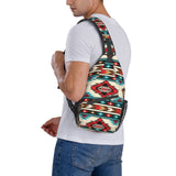 QISENTIS Tribal Aztec Geometric Pattern Sling Bag Crossbody Backpack Native American Ethnic Tribal Southwest Stripe Red Gym Travel Hiking Daypack Navajo Print Chest Shoulder Bag Unisex