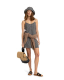 Roxy Mysterious Boardwalk Backpack | Straw | Beach | Vacation | Travel | Eco-Friendly | Lightweight | Natural/Black with Woven Strap