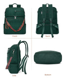 SYTRAH Leather Laptop Backpack for Women Designer Laptop Bag, 16.5 inch Travel Computer Backpacks Purse with Tassel for Work Business with Satchel Purse Green