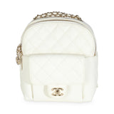 Chanel, Pre-Loved White Quilted Caviar Small CC Day Backpack Handbag, White