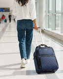 LUGGEX Underseat Carry On Luggage with Wheels, UDK-Plus Large-Capacity Lightweight Soft Sided Personal Item Suitcase for Short Trips (UX-Plus, Blue Black, 16 Inch)