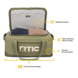 RTIC Road Trip Duffle Bag for Men and Women, Traveling Tote for Camp, Travel, Gym, Weekender, Camping, Overnight, Carry On, Sports, Spacious, Water Resistant, Medium, Olive & Beach