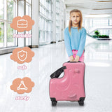 Wufuuoa 20 Inch Kids Carry-On Trolley, Pink Suitcase with Wheels Impact Resistant Rolling Children Travel Luggage with Seat and Safety Belt Small Suitcase for Unisex Boys Girls ABS+PC (Pink)