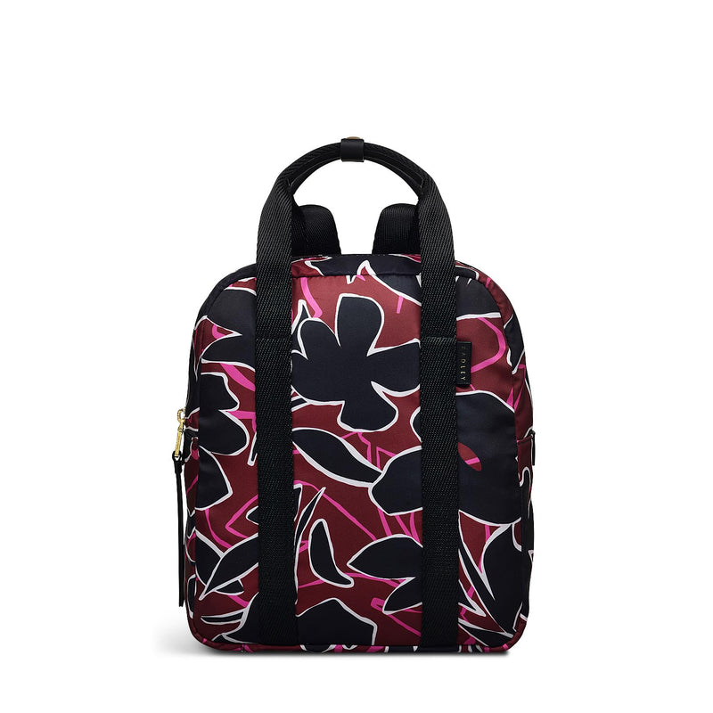 RADLEY London Canford Floral Responsible Small Zip Around Backpack, in Recycled Polyester with Floral Print, Merlot, Small