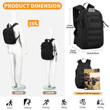 HUNTVP 10L Tactical Backpack Small Backpack Mini Daypack Military MOLLE Rucksack Gear Tactical Assault Pack Bag for Hunting Camping Trekking(10L-Black)