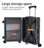 feilario Aluminium Frame PC Hard Shell Spinner Wheels Luggage,20.8"X15"X8.7 Airline Approved Built-In TSA lock Carry on Suitcase, with Cup Holder, USB Port, Phone Holder