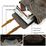 GEARONIC Vintage Canvas Backpack, Casual Daypack Backpacks for Men Women, 15inch Laptop Bag Travel Hiking Camping Rucksack - Gray