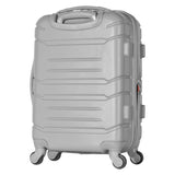 Olympia U.S.A. Denmark 21" Carry-On Suitcase - Lightweight Hardside Luggage, Expandable 30%, 4 Spinner Wheels, Utility Hook & Hidden Laptop Compartment (Silver)