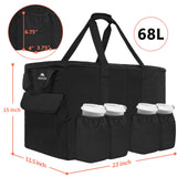 MATEIN Insulated Food Delivery Bag, XXXL Thermal Catering Bag for Hot & Cold Food, Water-Resistant Foldable Pizza Delivery Carriers for Transport with 4 Cup Holders & Reinforced Bottom, Black