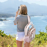 LIGHT FLIGHT Large Clear Backpack with Reinforced Padded Straps Heavy Duty PVC Transparent Backpack See Through Bookbags for Work, Travel, Pink