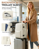 Large Travel Gym Backpack Women Carry On Backpack Flight Approved Hiking Waterproof Rucksack Casual Daypack Laptop bags airplanes Shoes Compartment Personal Item Travel Weekender Bag Essentials Beige