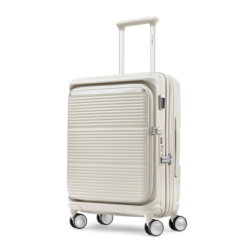 Samsonite Paralux Global Carry-On Luggage - Innovative Design - Quick Access Front Pocket - Dual Suspension Wheel Technology - TSA Lock - Expandable - Includes Removable Packing Cubes - Stone Grey