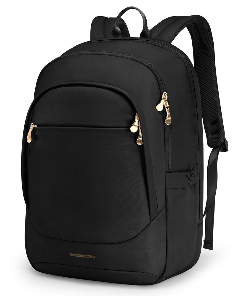 LIGHT FLIGHT Travel Laptop Backpack for 17.3" laptop, Carry on Backpack with USB Charging Hole, Water Resistant College Bookbag, Large Capacity Computer Backpacks for Work, Black