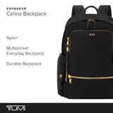 TUMI - Voyageur Celina Backpack - Women's Work and Travel Bag - 16.0" X 10.6" X 6.5" - Holds Up to 16" Laptop - Black & Gold Hardware