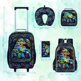 gxtvo 5PCS Boys Luggage Set with Wheels for Kids, Cool Car Rolling Carry-On Suitcase for Toddler Children